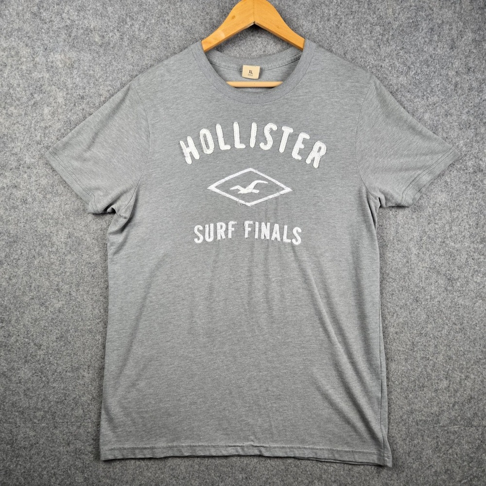 Hollister Surf Finals T-Shirt Mens XL Gray Graphic Logo Tee California Skate Y2K